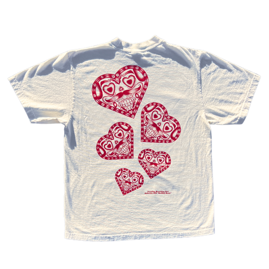 Shaka Wear Tshirt Printed with "Certified Lover" chicano inspired heart art piece hand drawn by Karenina.